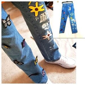 REVOLT- KRYOZ Gardening Butterfly Jeans Size XS 26/28